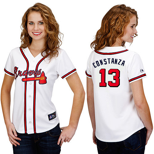 Jose Constanza #13 mlb Jersey-Atlanta Braves Women's Authentic Home White Cool Base Baseball Jersey